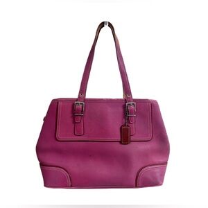 Coach Hampton Leather Satchel in Dark Fuchsia